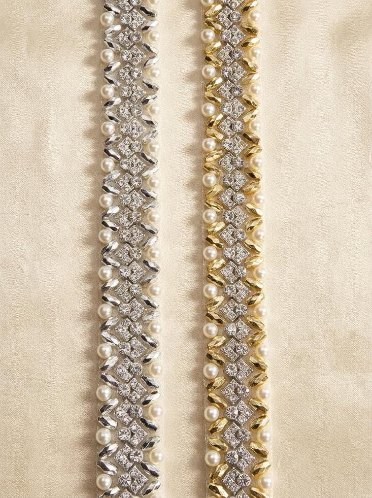 DIY Self Adhesive Trim with Beads, Pearls and Crystals rhinestones - Faraj Beading