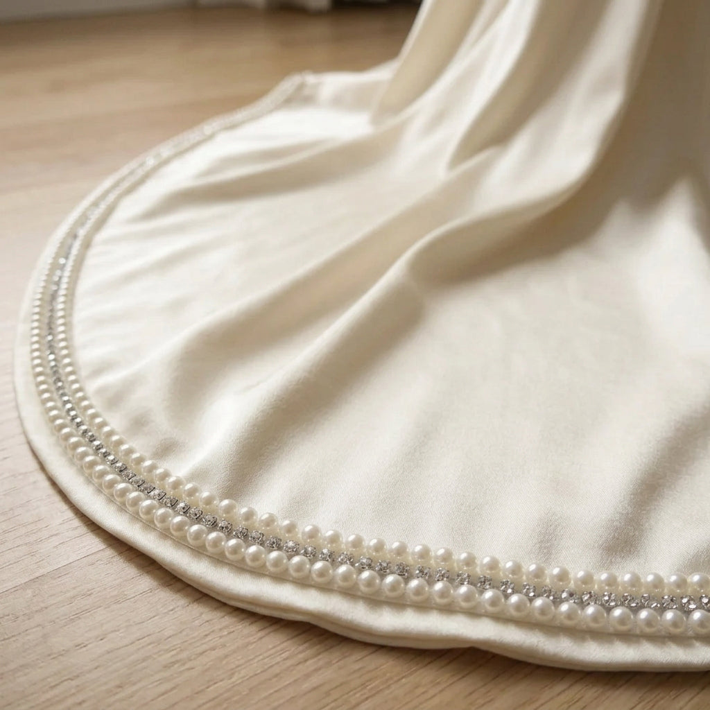 Pearl and silver faceted beads  Trim – Self Adhesive Pearl Trim, Peel and Stick Bridal Trim, Wedding Dress Trim, Sew or peel and stick
