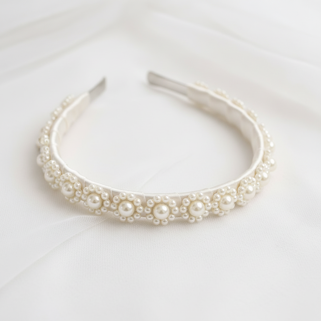 Pearl Flower Trim, Self Adhesive or Sew-On Bridal Trim, Ivory Beaded Floral Trim, Wedding accessories trim, Pearl Appliqué by the Yard