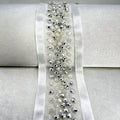 Luxury mixed beadsTrim – Gold or Silver Rhinestone Ribbon Trim – Self Adhesive or Sew On –  Evening Wear, DIY Designer Trim