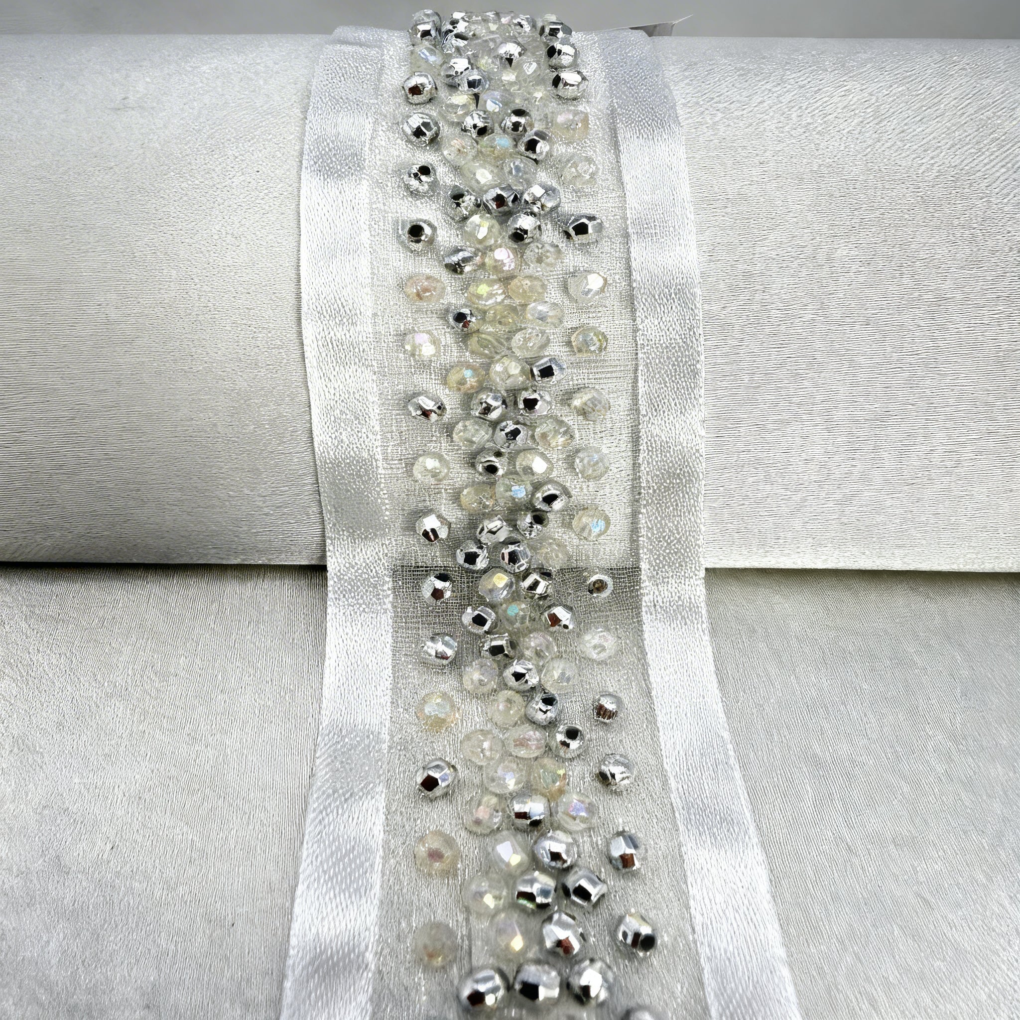 Luxury mixed beadsTrim – Gold or Silver Rhinestone Ribbon Trim – Self Adhesive or Sew On –  Evening Wear, DIY Designer Trim