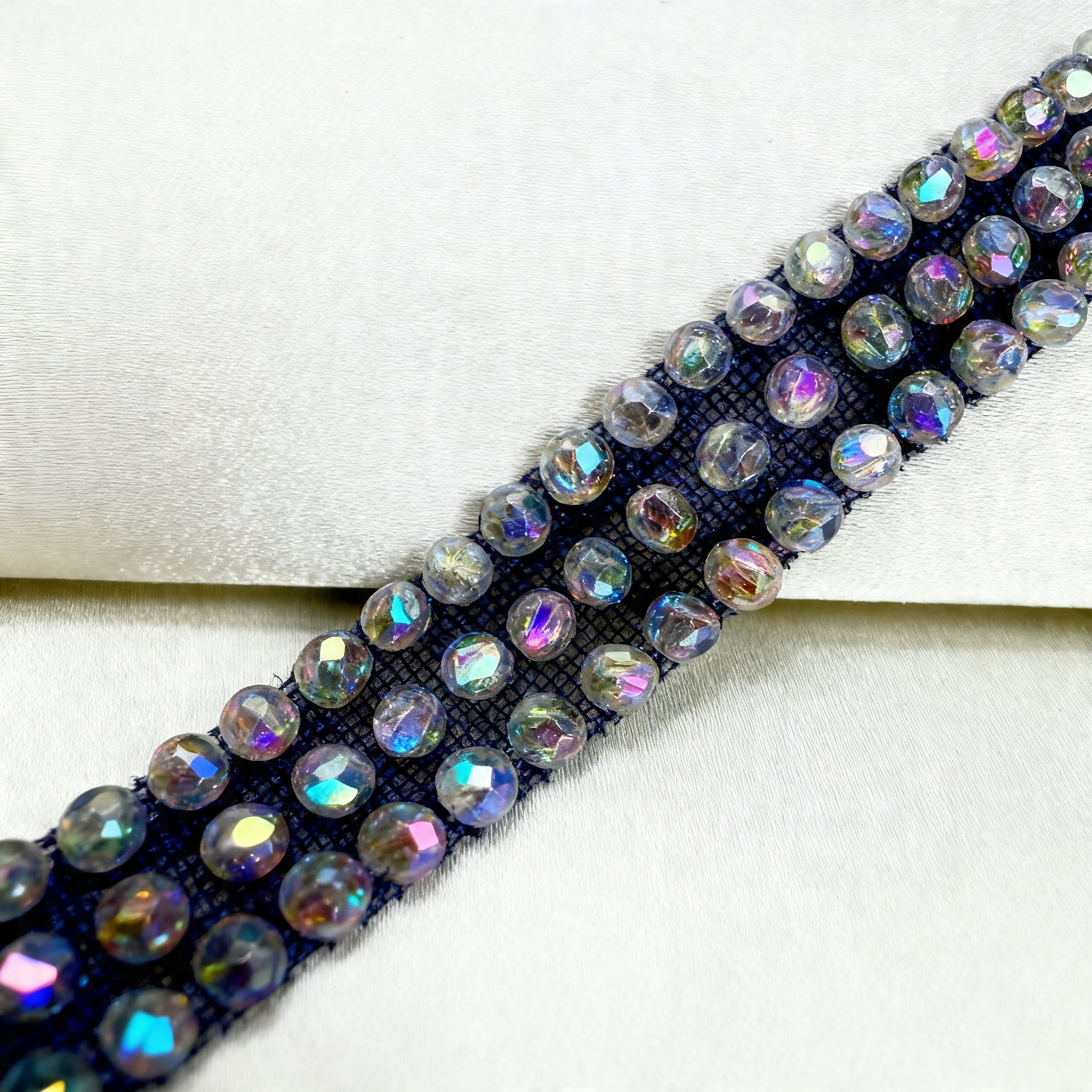 Colorful Beaded Trim – Self Adhesive Trim, Pastel Crystal Trim, Peel and Stick Fabric Trim, DIY Clothing Embellishment, Sew or Stick