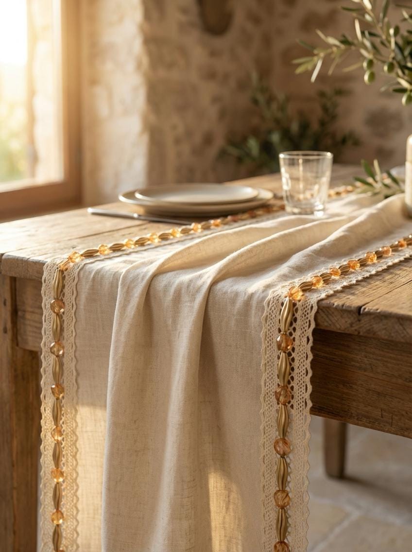 Gold and Topaz Beaded Trim on Ivory cotton Lace with DIY Self Adhesive - Made in USA by Faraj Beading - Faraj Beading