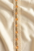 Gold and Topaz Beaded Trim on Ivory cotton Lace with DIY Self Adhesive - Made in USA by Faraj Beading - Faraj Beading