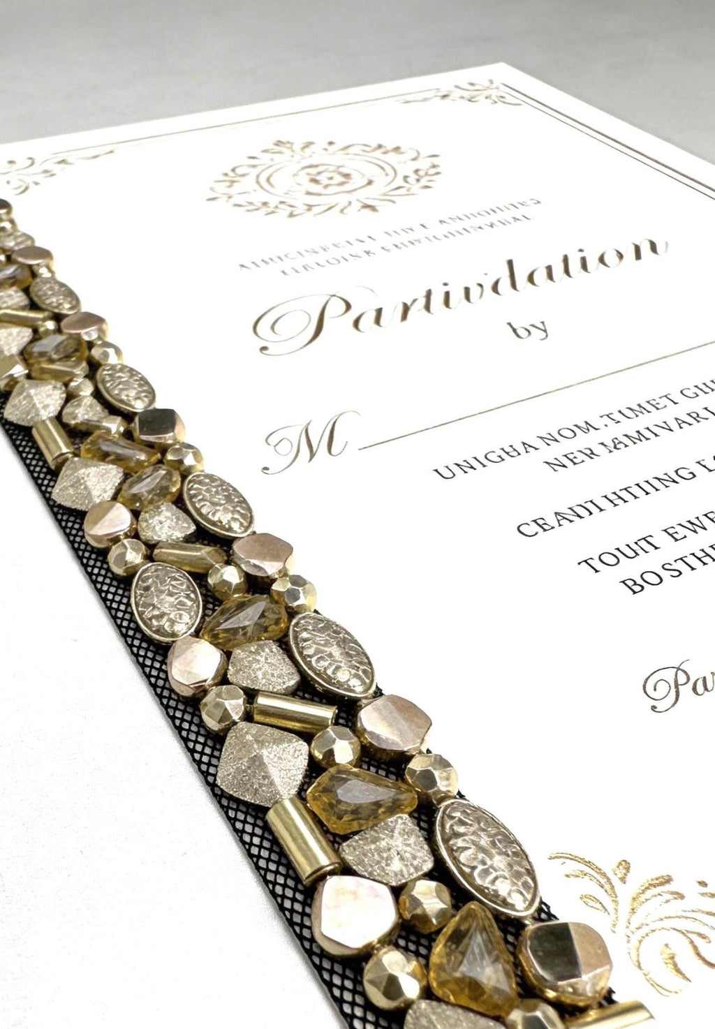 Gold Beaded Trim, Metallic Embellished Trim, Chunky Bead Lace Trim, Statement Trim for Sewing or Self Adhesive by the Yard - Made in USA - Faraj Beading