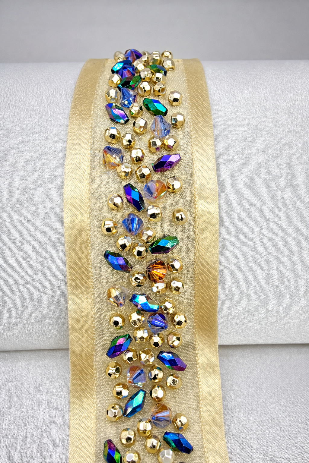 Self Adhesive Beaded Trim Gold & Black | Luxury Rhinestone Embellishment Trim | DIY Fashion, Clothing Decor, Craft Trim, Peel and Stick