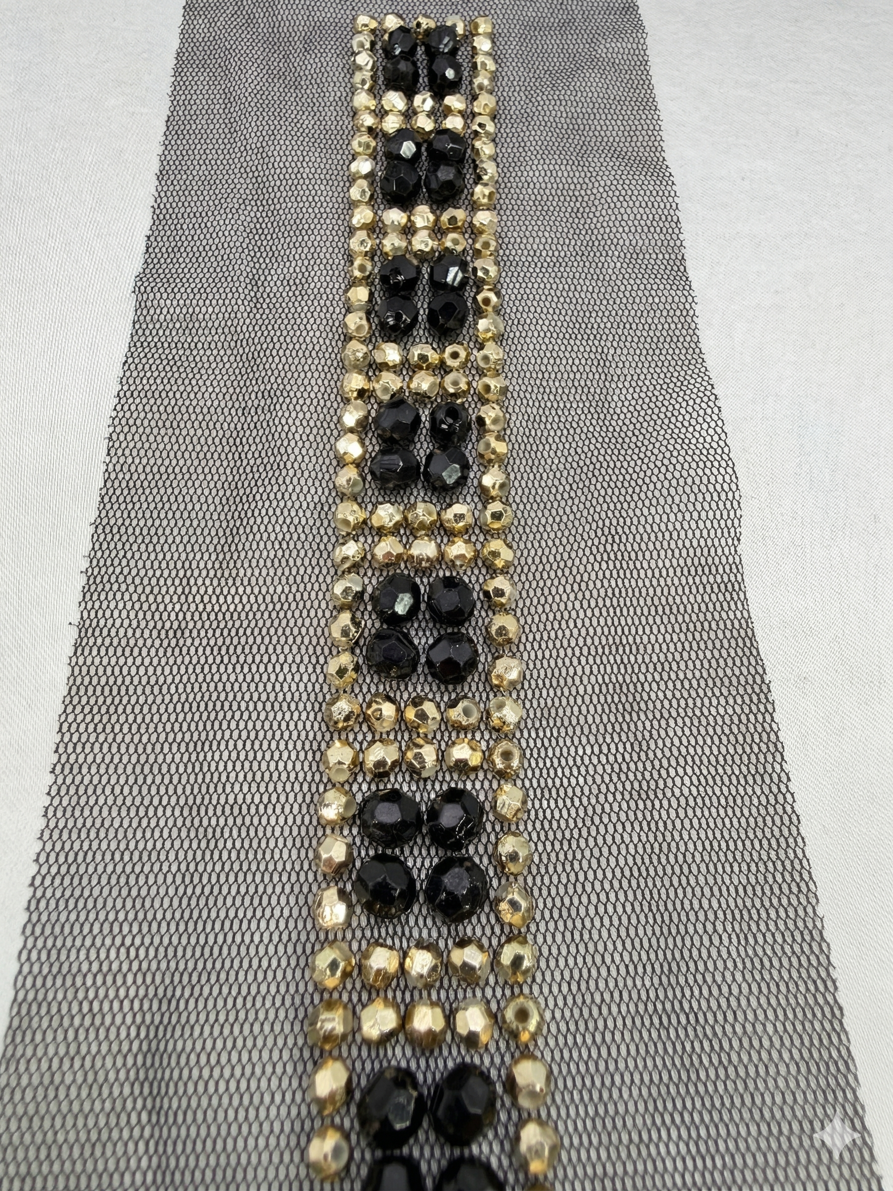 Luxury Beaded Mesh Trim. Peel and Stick. Elegant resin Faceted Bead Trim for Dresses, Crafts and DIY Decor - Proudly Made in USA