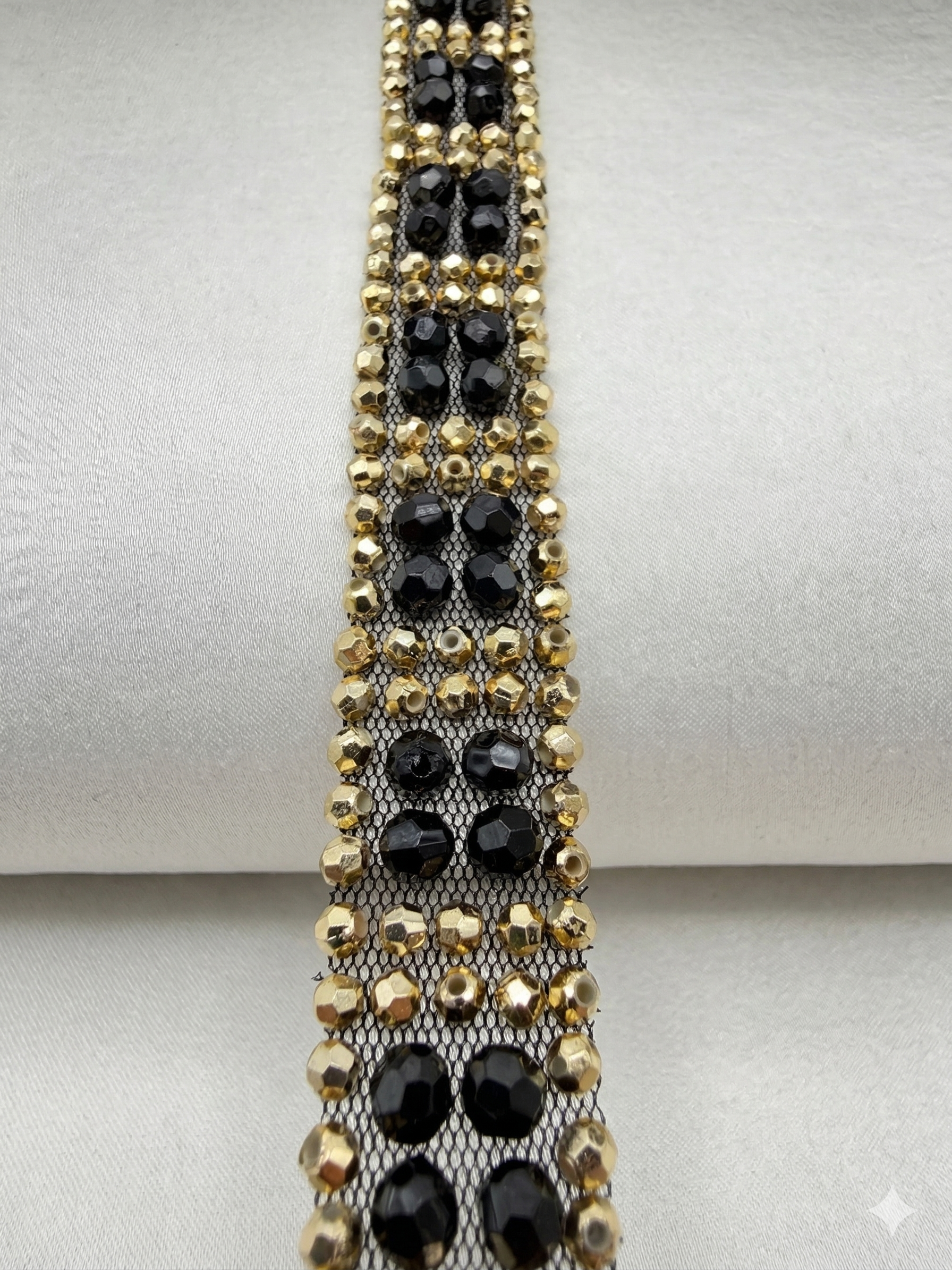 Luxury Beaded Mesh Trim. Peel and Stick. Elegant resin Faceted Bead Trim for Dresses, Crafts and DIY Decor - Proudly Made in USA