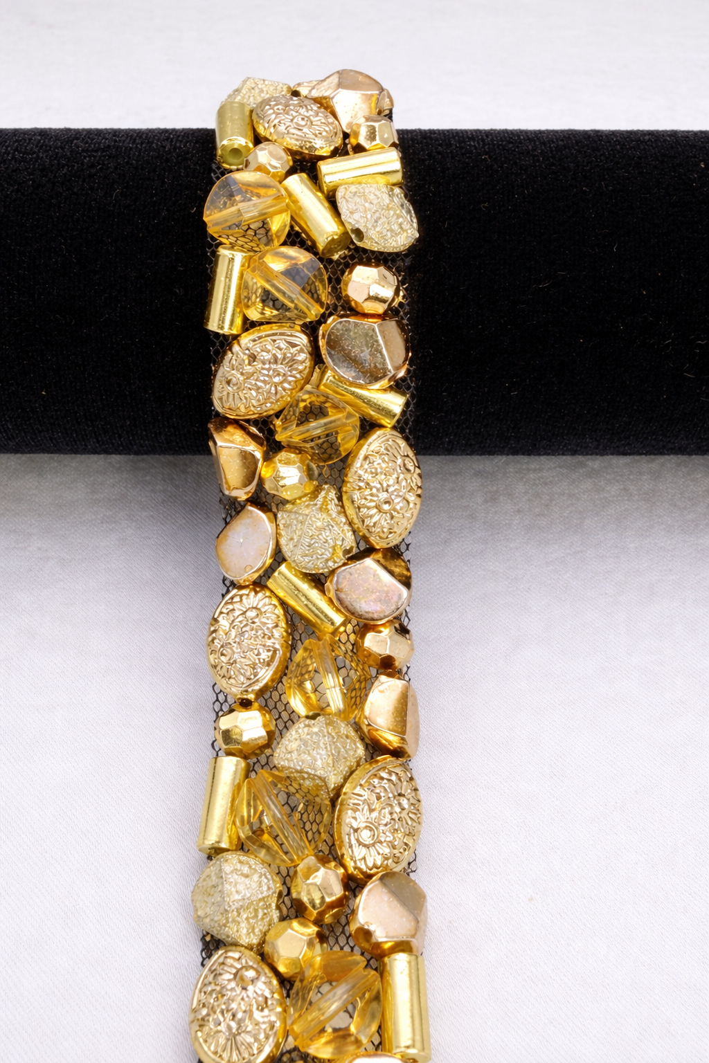 Gold Beaded Trim, Metallic Embellished Trim, Chunky Bead Lace Trim, Statement Trim for Sewing or Self Adhesive by the Yard - Made in USA