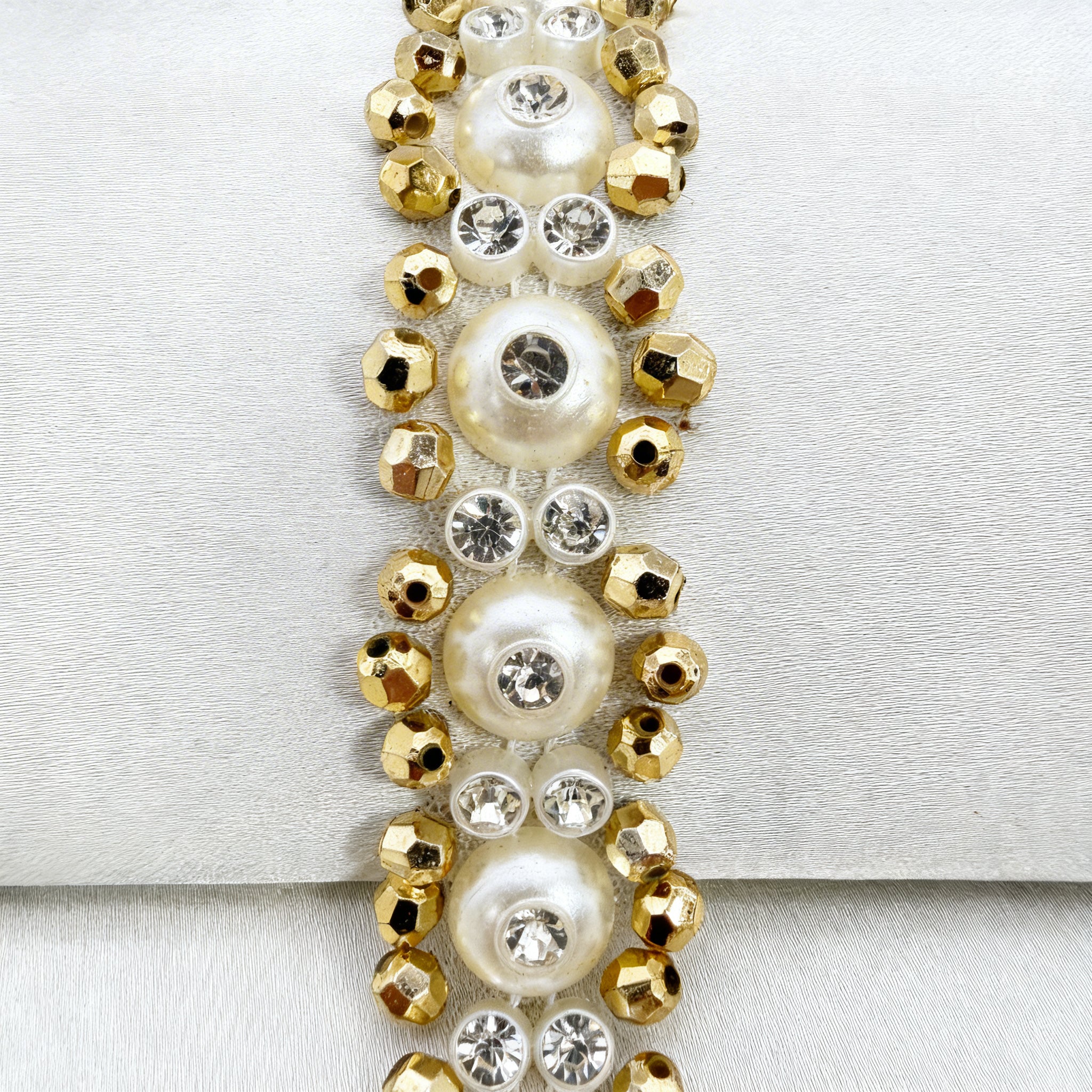 Self Adhesive Pearl Rhinestone Trim – Beaded Trim, DIY Clothing Embellishment, Bridal Applique, Crystal Trim, Made in USA