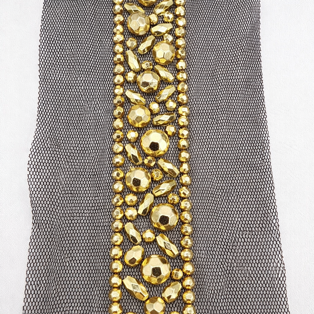 Luxury Beaded Trim by the Yard, Crystal Beaded Rhinestone Trim Collection, Designer Sewing Trim for Bridal, Couture Fashion, Self Adhesive