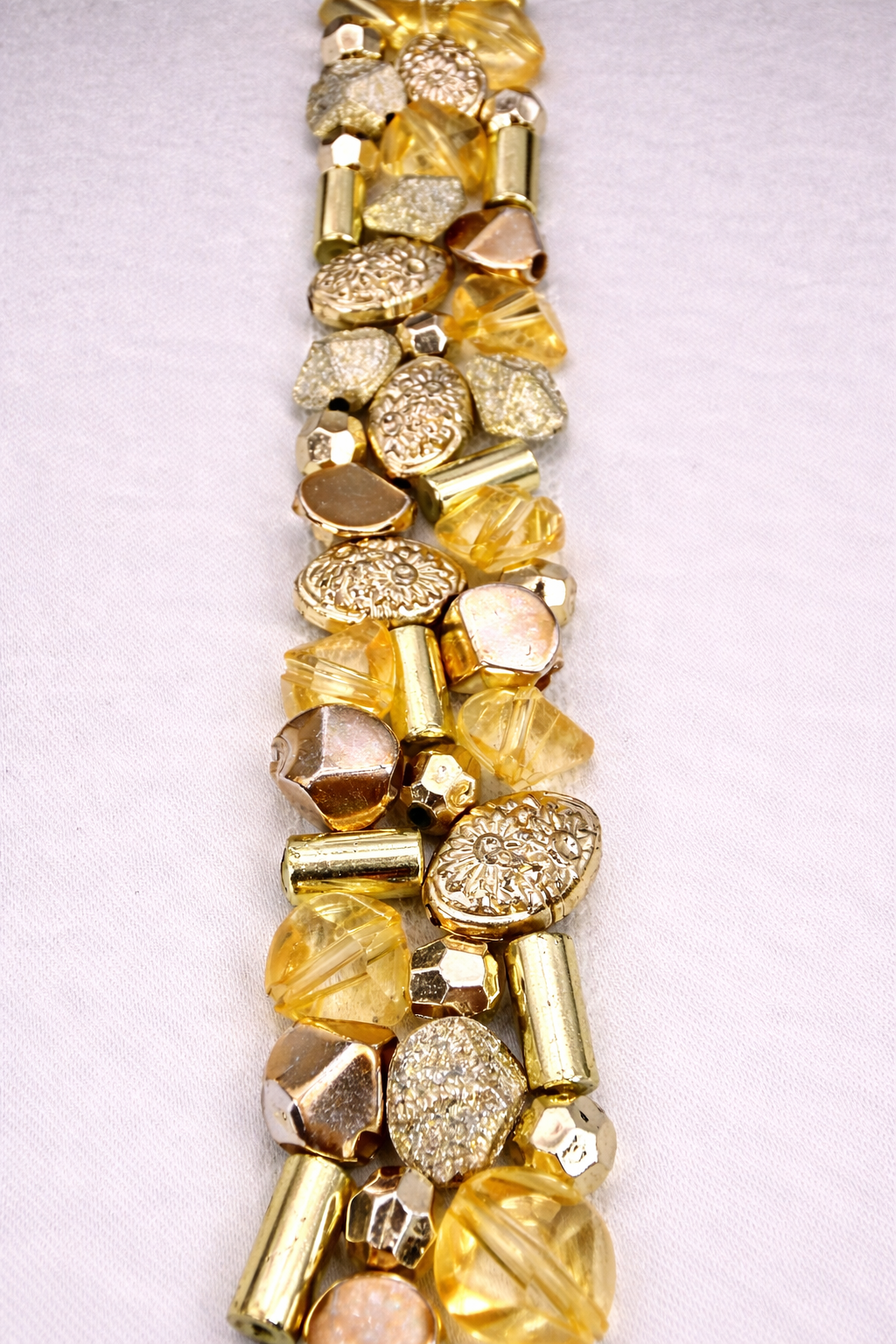 Gold Beaded Trim, Metallic Embellished Trim, Chunky Bead Lace Trim, Statement Trim for Sewing or Self Adhesive by the Yard - Made in USA