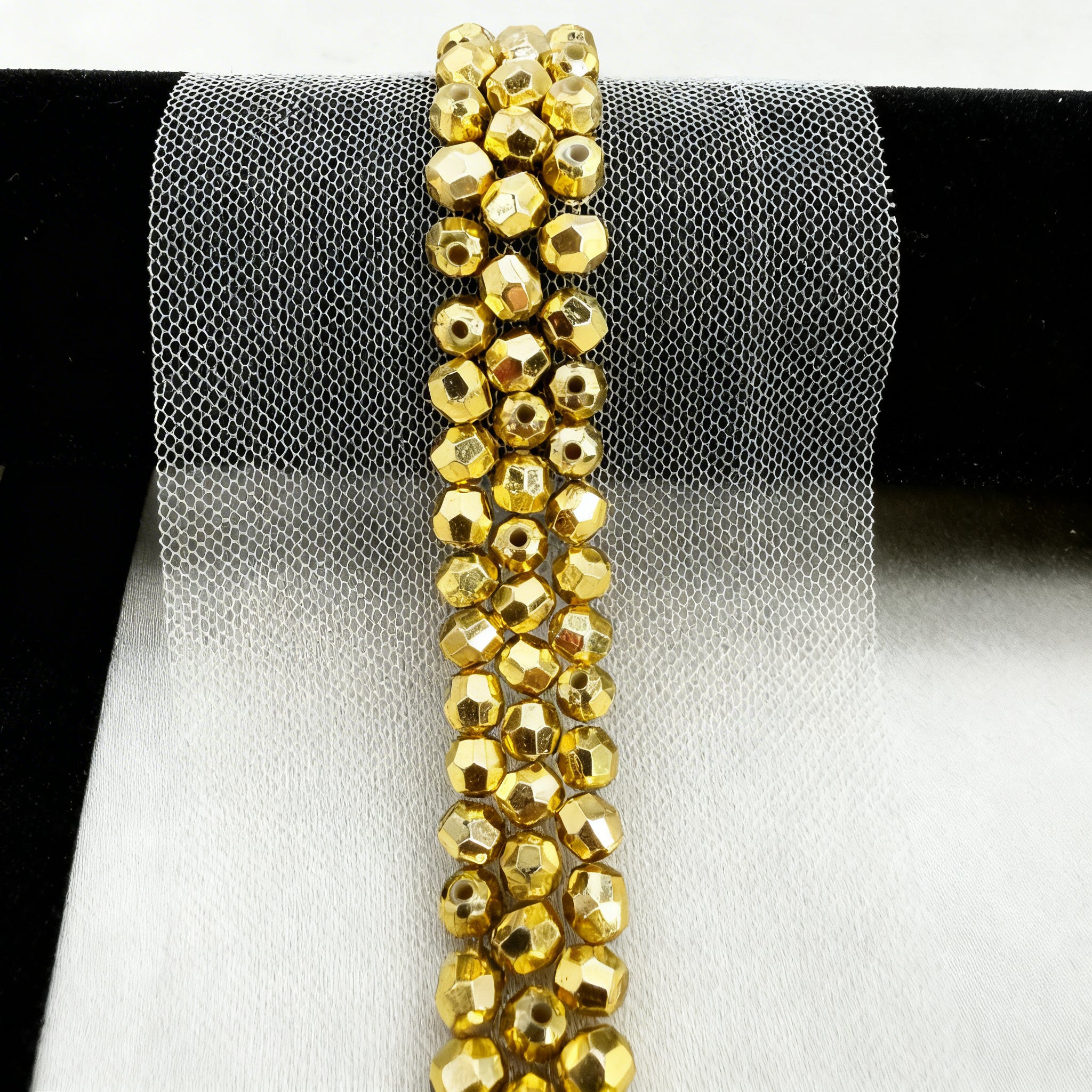 6mm Pearl Beaded Trim Use on Accessories, Self Adhesive or extra fabric seam ,Home Decor, Bridal - Faraj Beading - Made in USA