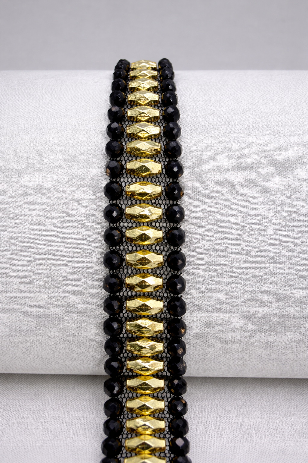 Beaded Trim by the Yard, Designer Mesh Trim, Sewing or Adhesive Trim, Fashion Embellishment - Made in USA by Faraj Beading