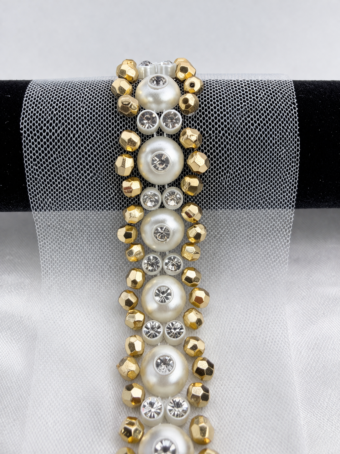 Self Adhesive Pearl Rhinestone Trim – Beaded Trim, DIY Clothing Embellishment, Bridal Applique, Crystal Trim, Made in USA