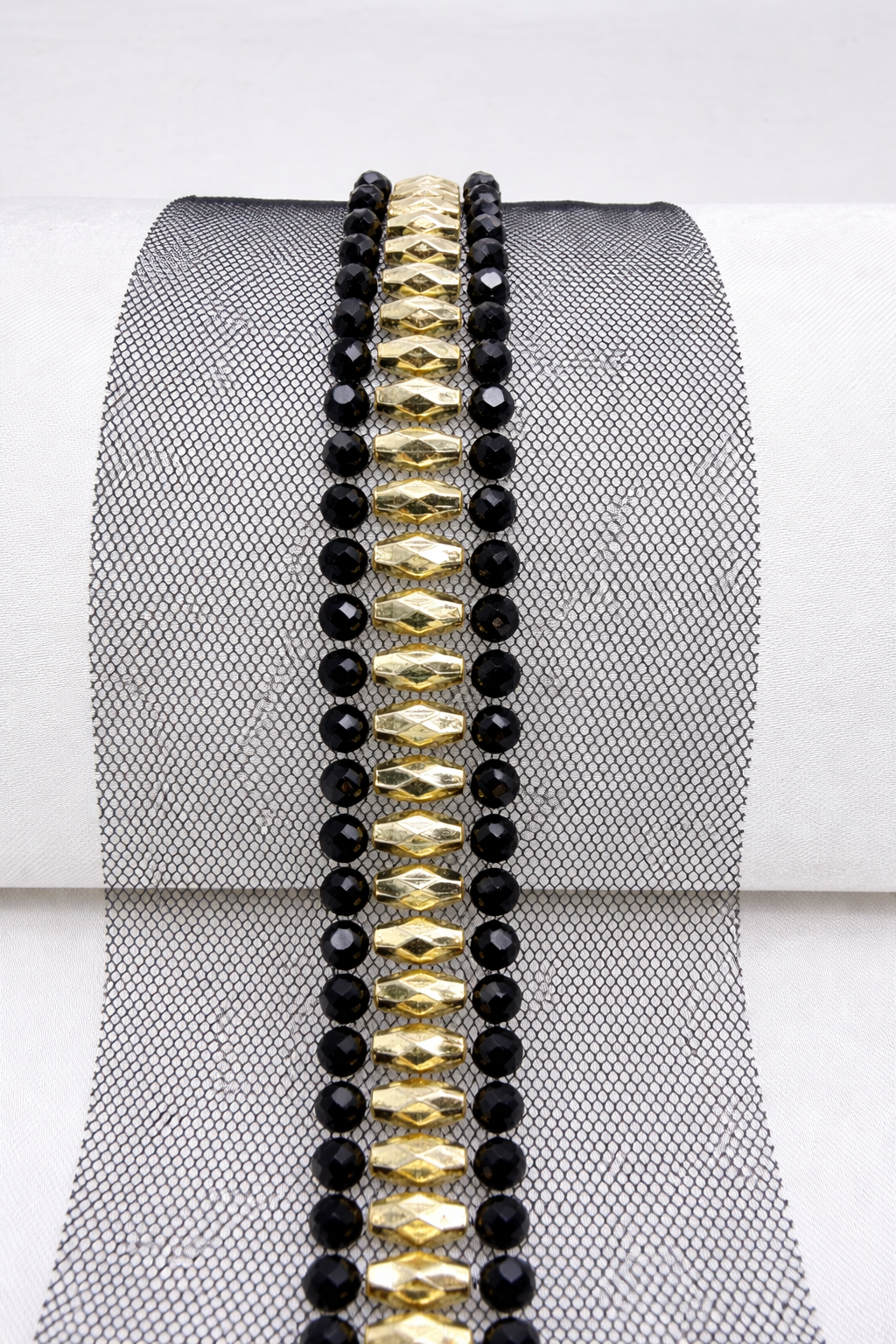 Beaded Trim by the Yard, Designer Mesh Trim, Sewing or Adhesive Trim, Fashion Embellishment - Made in USA by Faraj Beading