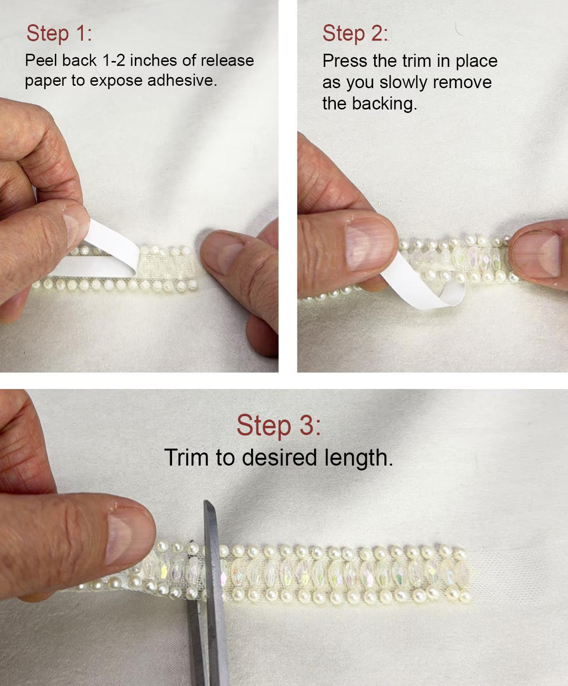Beaded Trim by the Yard, Designer Mesh Trim, Sewing or Adhesive Trim, Fashion Embellishment - Made in USA by Faraj Beading