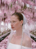 Pearl Trim Veil with Iridescent Beading