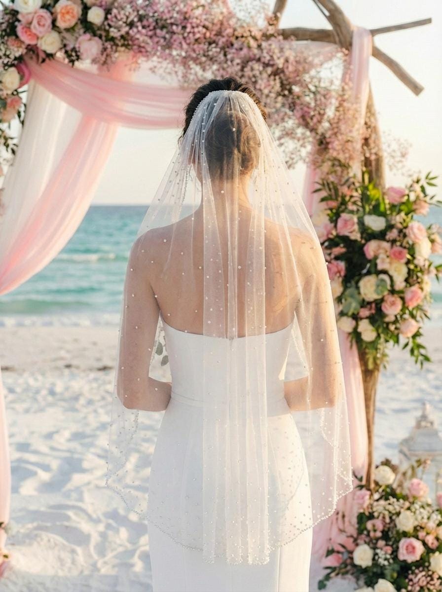 Pearl & Floral Rhinestone Bridal Veil