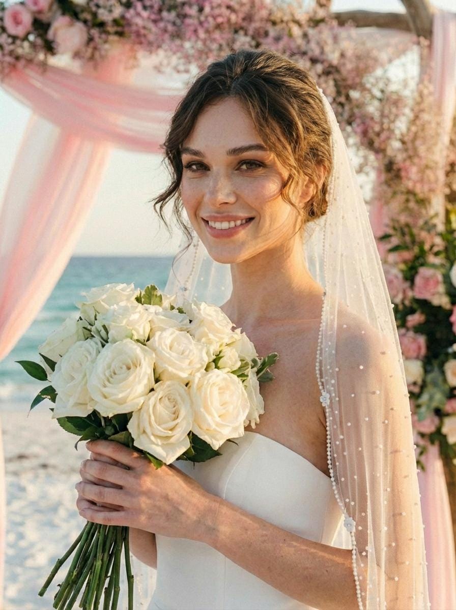 Pearl & Floral Rhinestone Bridal Veil