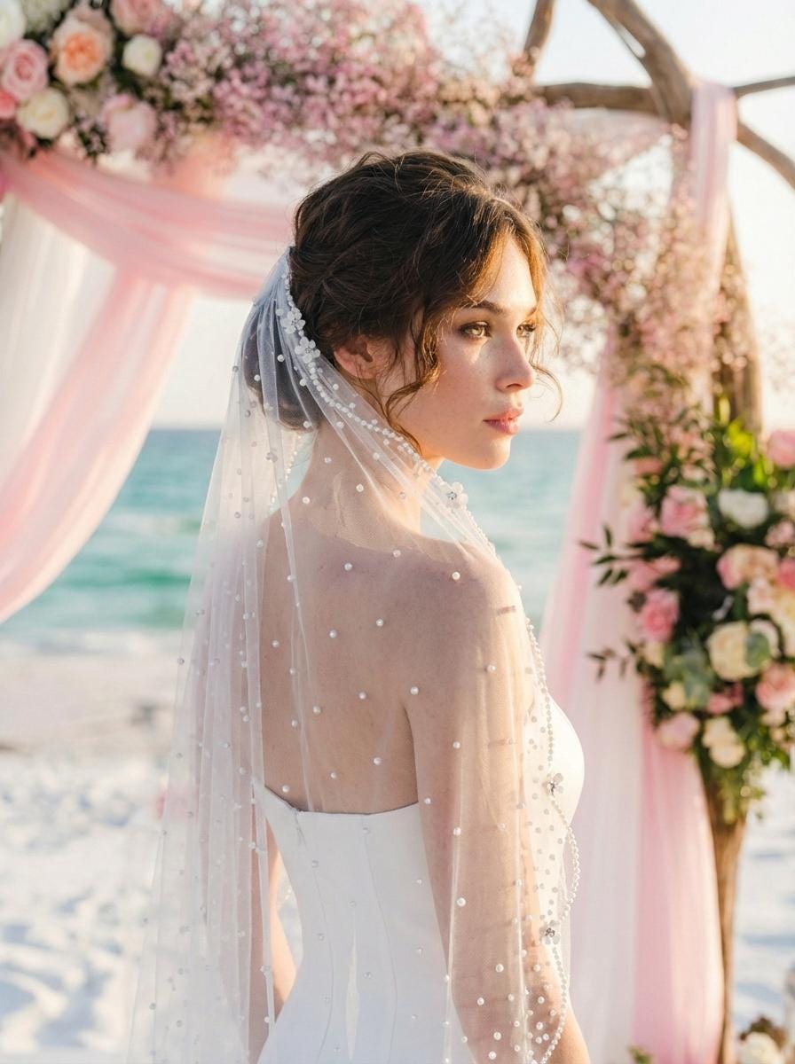 Pearl & Floral Rhinestone Bridal Veil