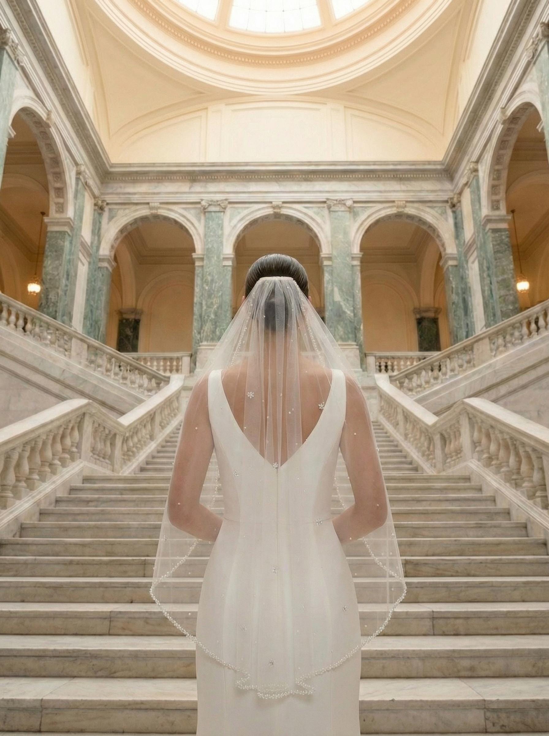 Delicate Pearl Rhinestone Veil