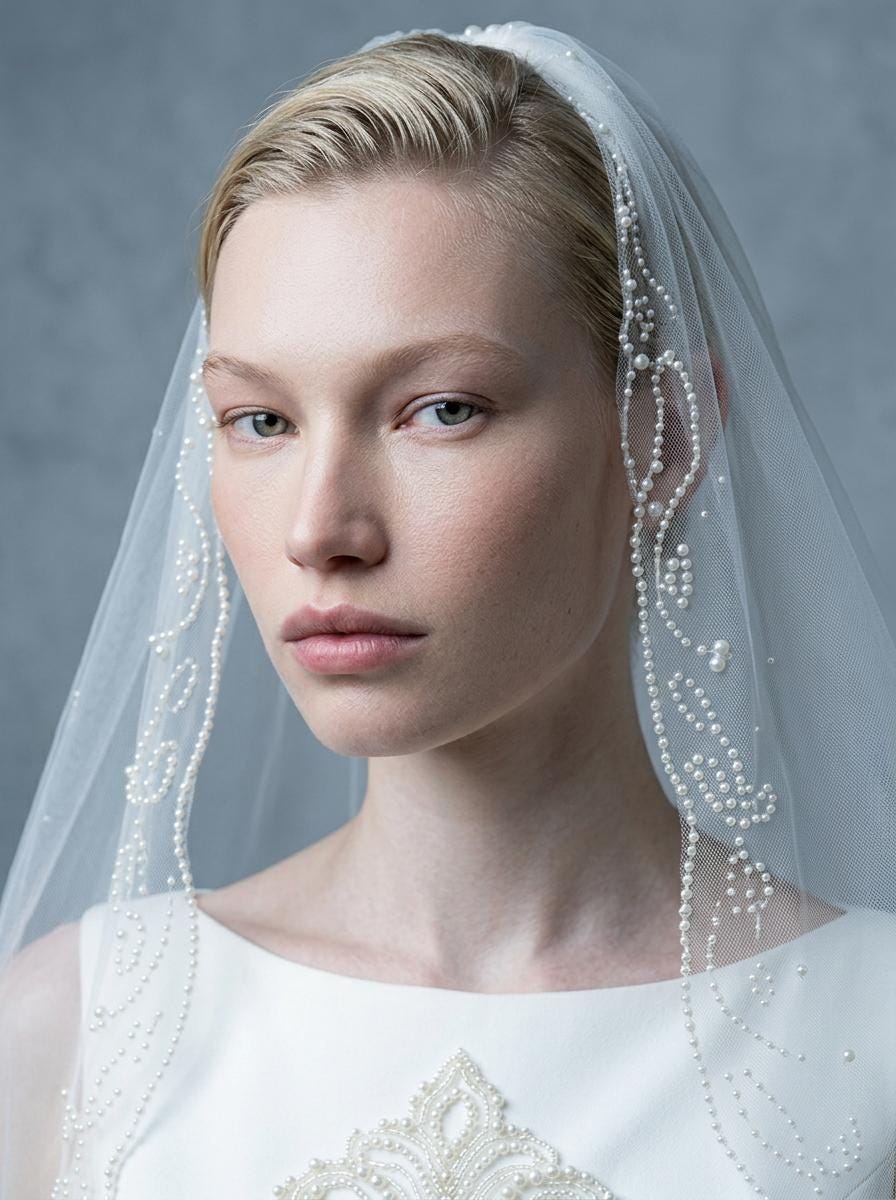 Ethereal Pearl Beaded Veil