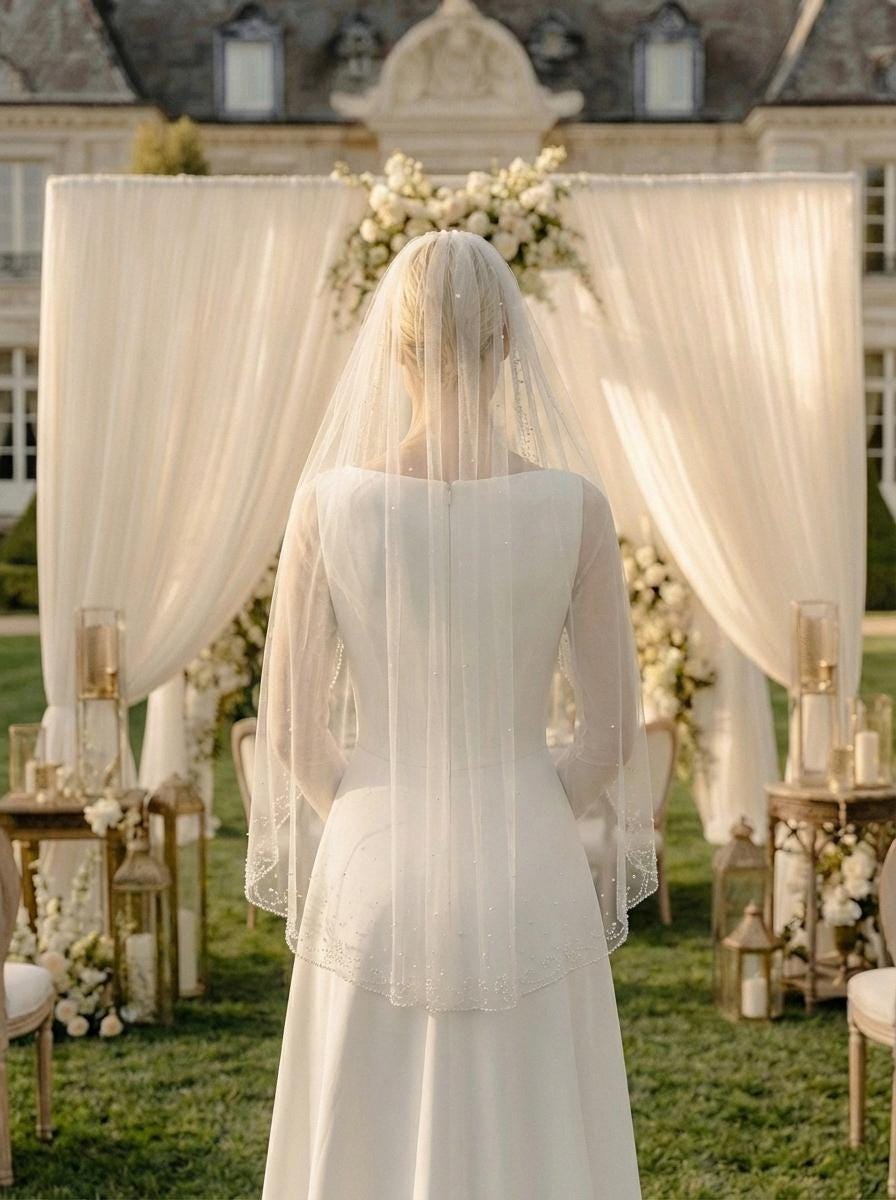 Ethereal Pearl Beaded Veil