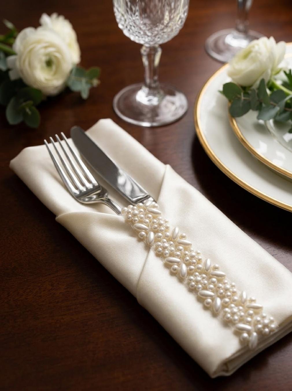 Ivory delicate Pearl Floral Beaded Trim – Self Adhesive or Sew - On Seam Allowance – Bridal Pearl Trim for Dress, Veil, Collar, Cuff - Faraj Beading