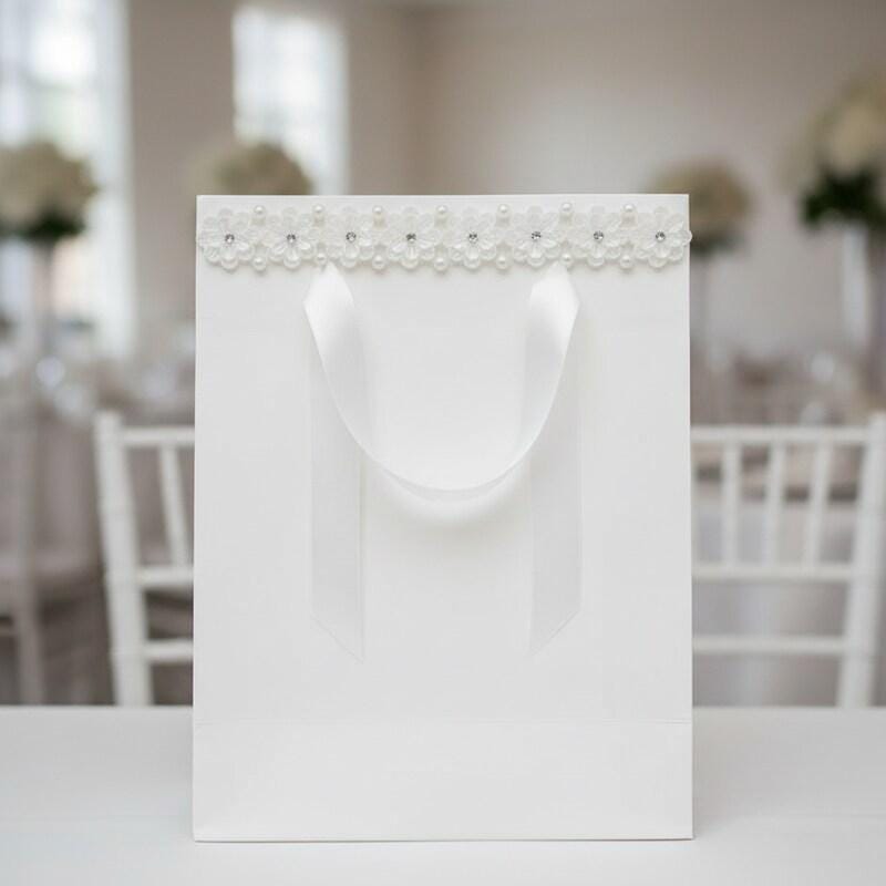 Ivory Floral Pearl Beaded Trim with Crystal Centers – Self Adhesive or Sew - On Seam Allowance – Bridal Flower Trim for Dress, Veil, Sash - Faraj Beading