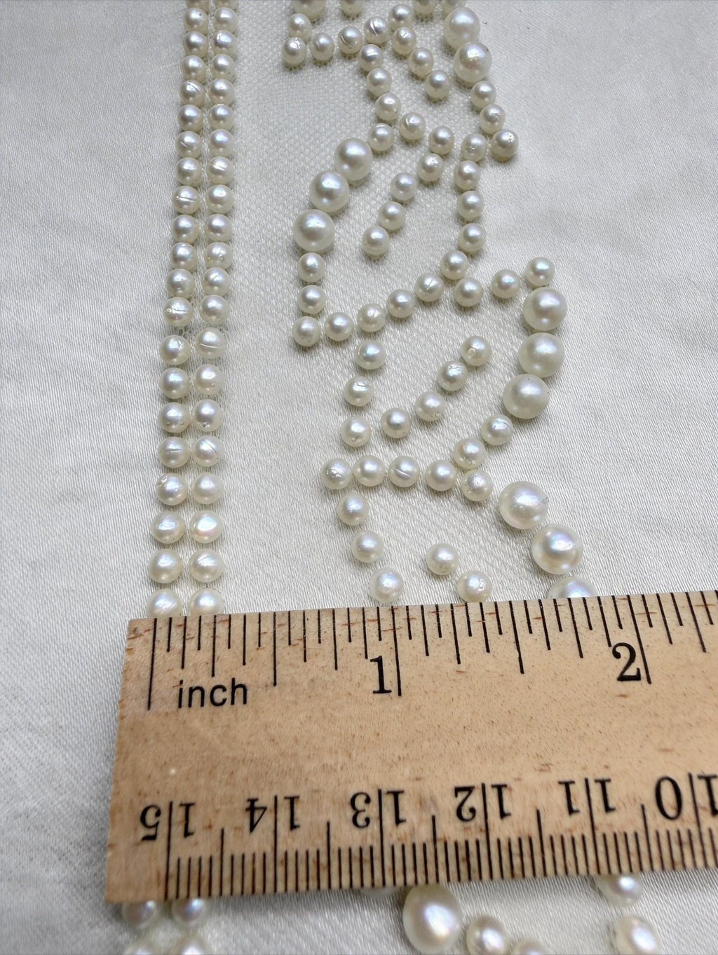Ivory Pearl Beaded Trim – Self Adhesive or Sew - On Seam Allowance – Minimal Bridal Pearl Trim for Dress, Veil, Collar, Cuff, DIY - Faraj Beading