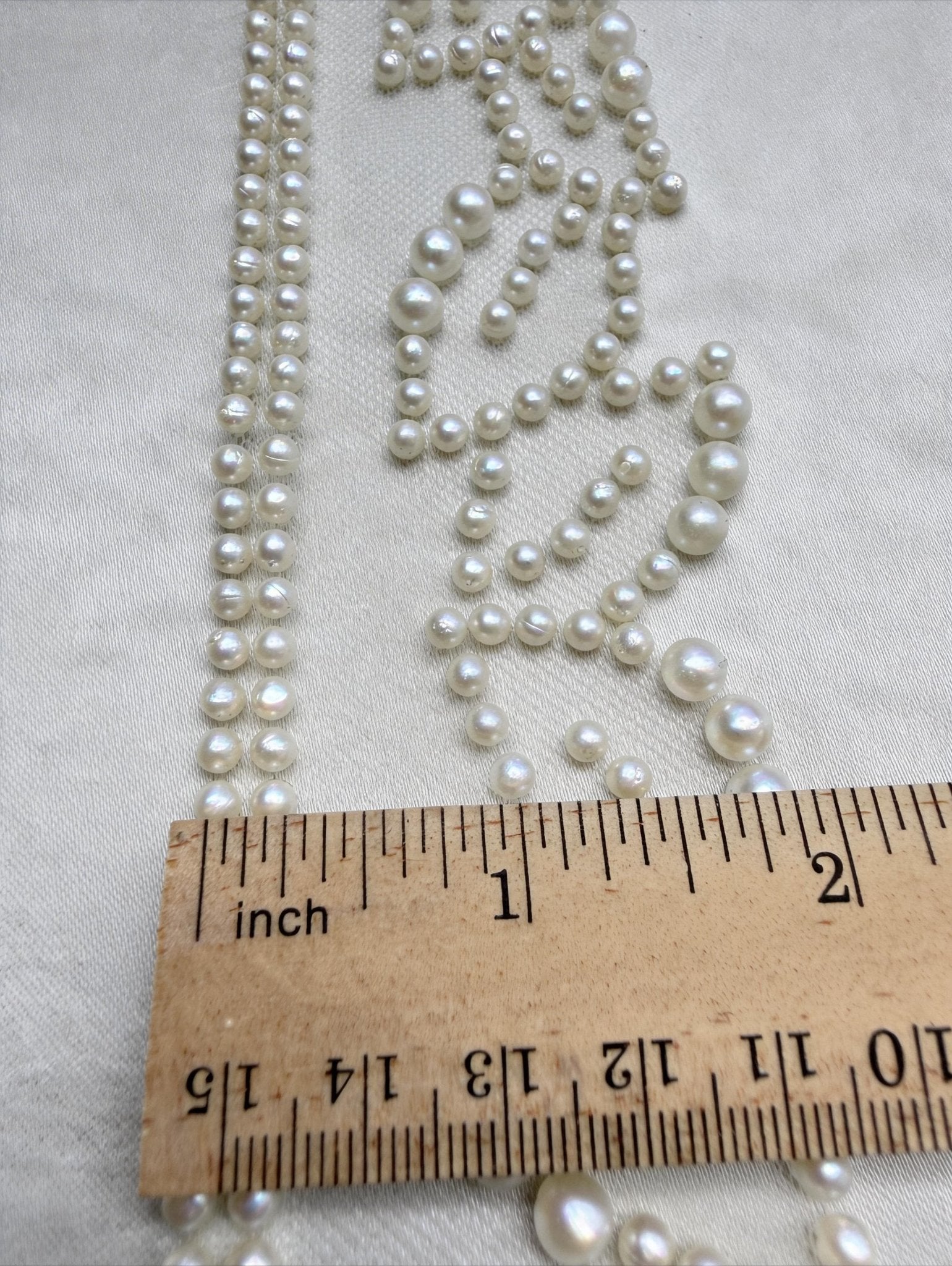 Ivory Pearl Beaded Trim – Self Adhesive or Sew - On Seam Allowance – Minimal Bridal Pearl Trim for Dress, Veil, Collar, Cuff, DIY - Faraj Beading