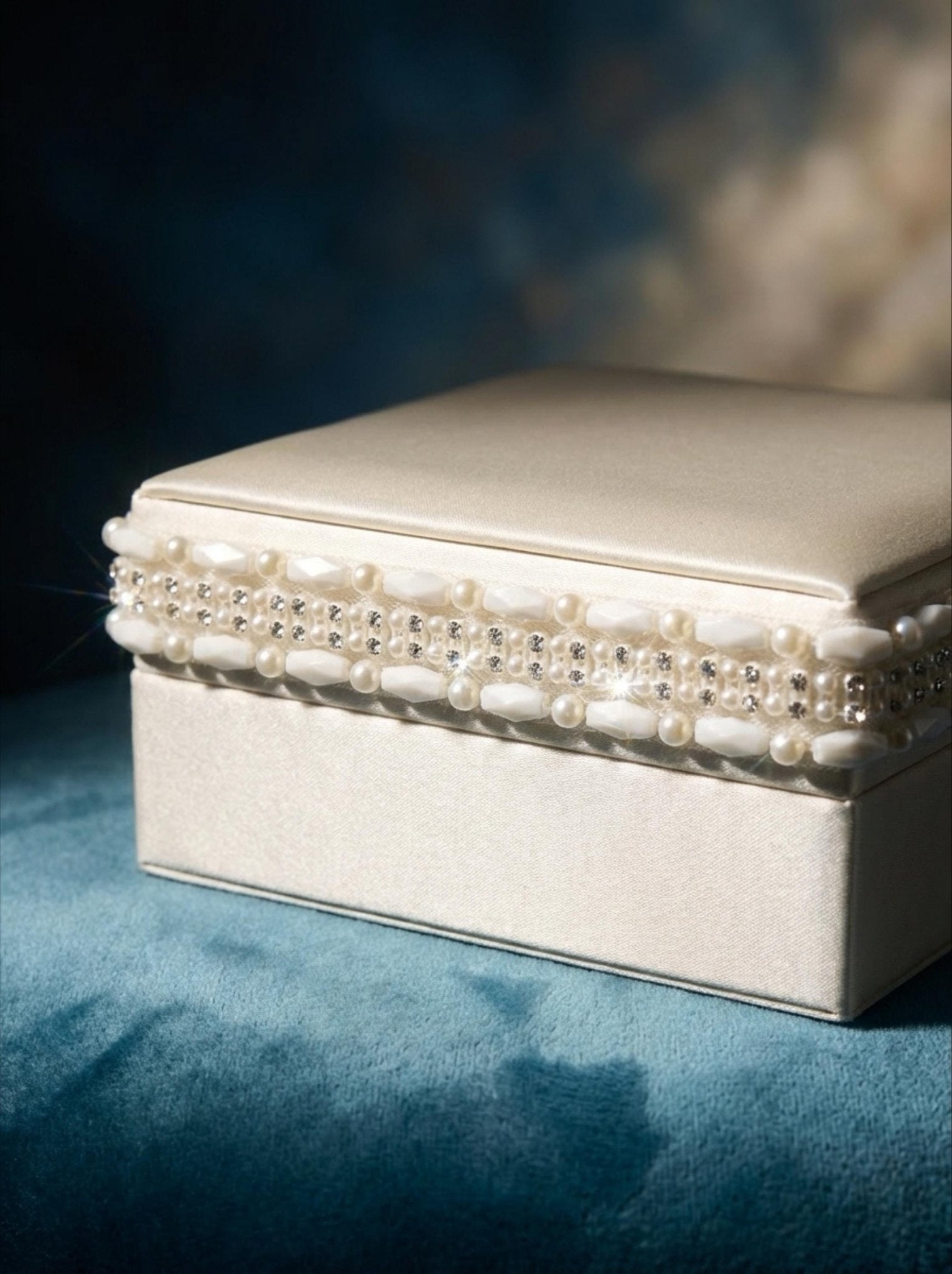 Ivory Pearl & Crystal Beaded Trim – Self Adhesive Rhinestone Applique Trim – DIY Bridal, Wedding Dress, Collar, Cuff Embellishment - Faraj Beading