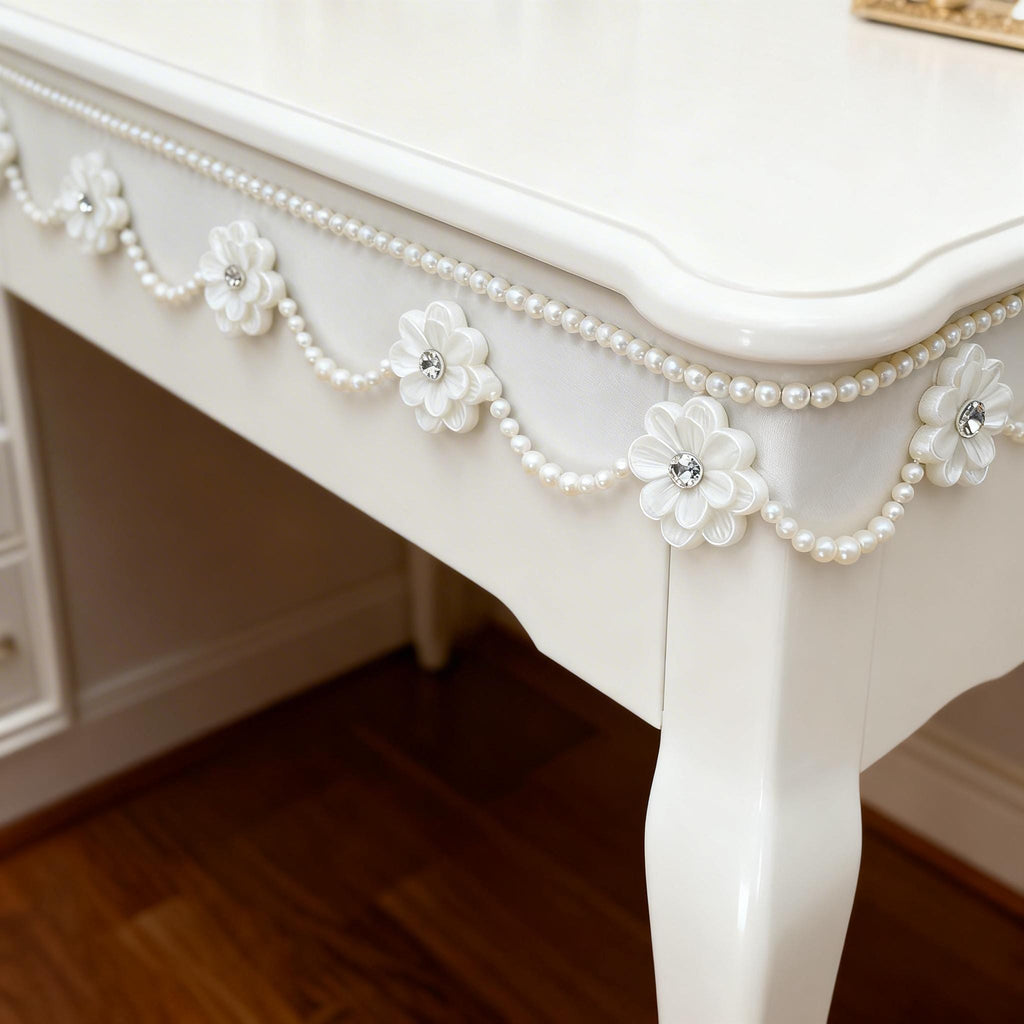 Ivory Pearl & Floral Beaded Trim – Self Adhesive or Sew - On Seam Allowance – Delicate Trim for Veil, Collar, Cuff, DIY - Faraj Beading
