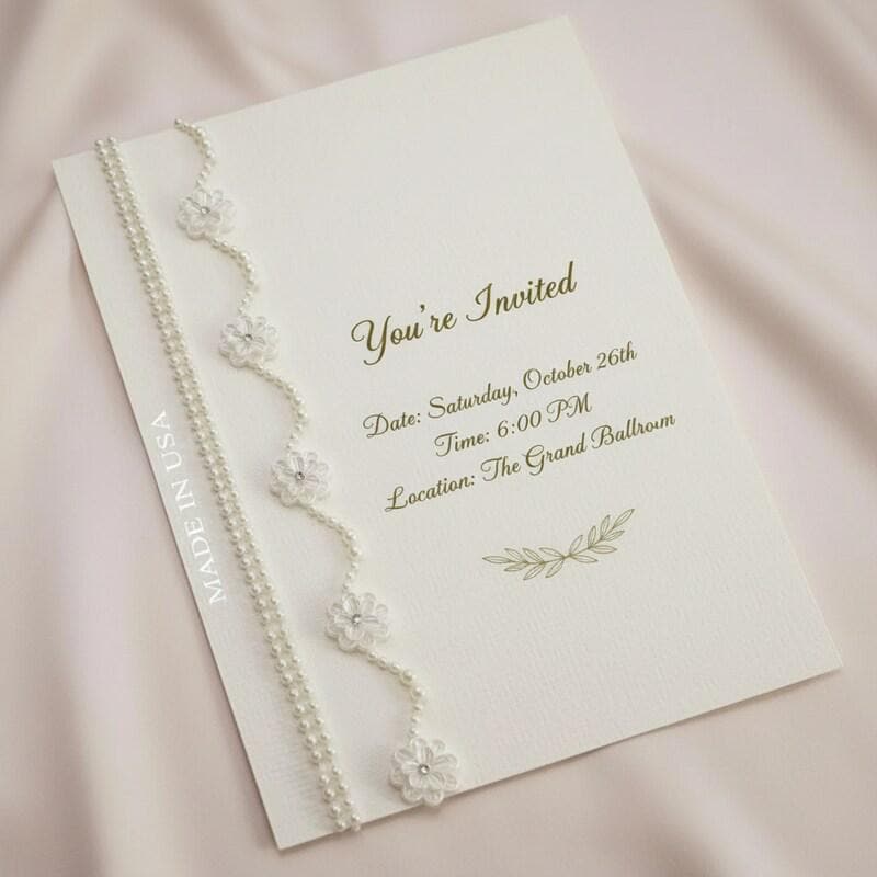 Ivory Pearl & Floral Beaded Trim – Self Adhesive or Sew - On Seam Allowance – Delicate Trim for Veil, Collar, Cuff, DIY - Faraj Beading