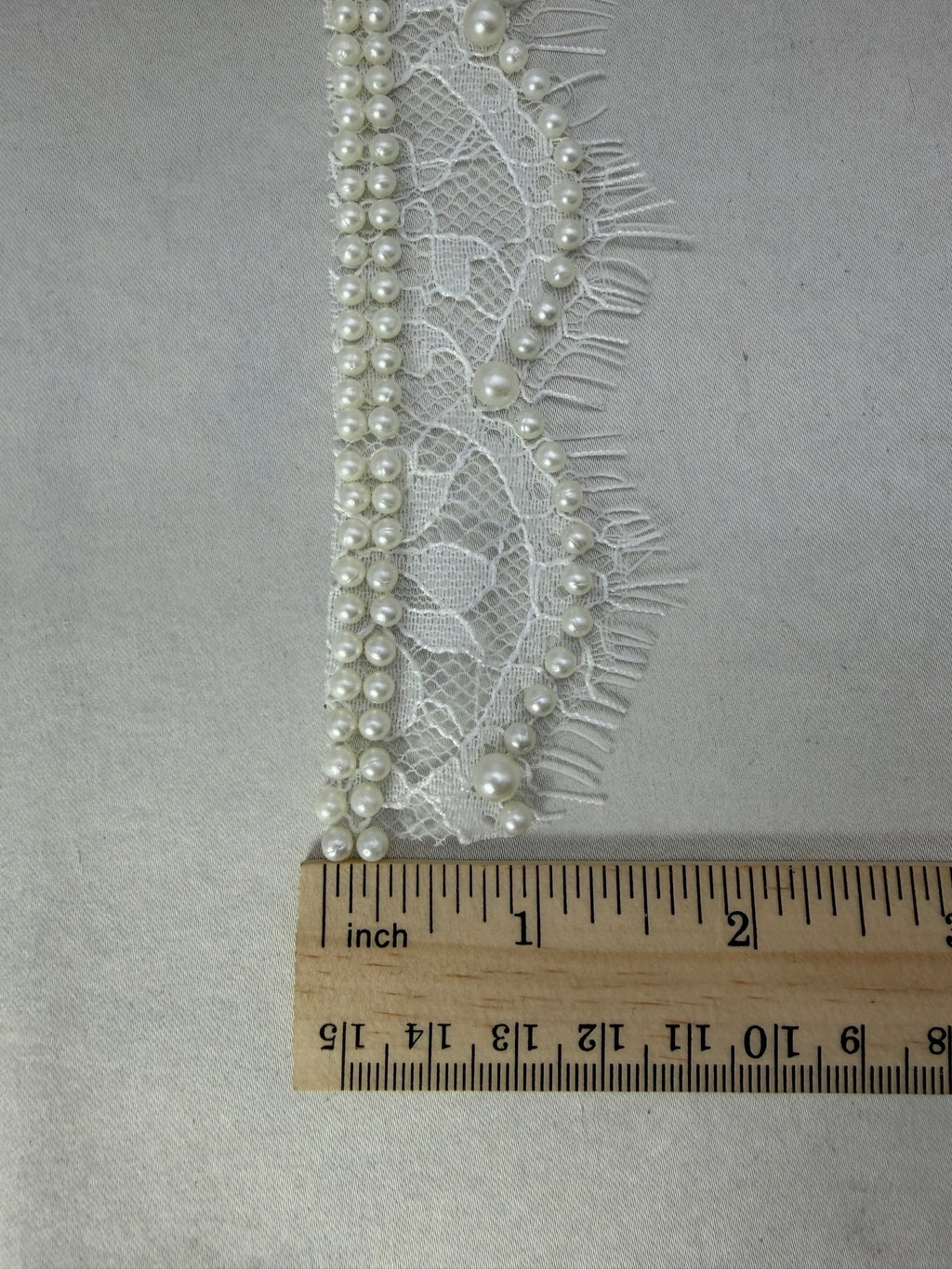 Ivory Pearl Fringe Lace Trim, Eyelash Lace with Pearls, Bridal Lace Trim, Wedding Dress Trim, Delicate Beaded Lace Trim by the Yard - Faraj Beading