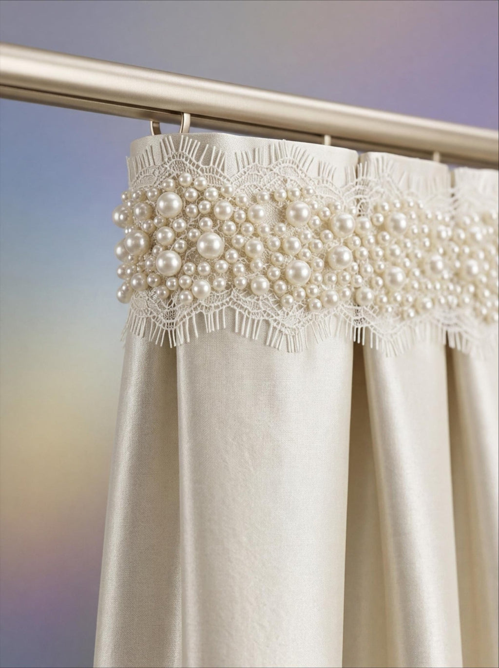 Ivory Pearl Lace Trim, Dense Pearl Embellished Trim, Bridal Lace Trim, Wedding Dress Trim, Couture Sewing or self Adhesive by the Yard - Faraj Beading