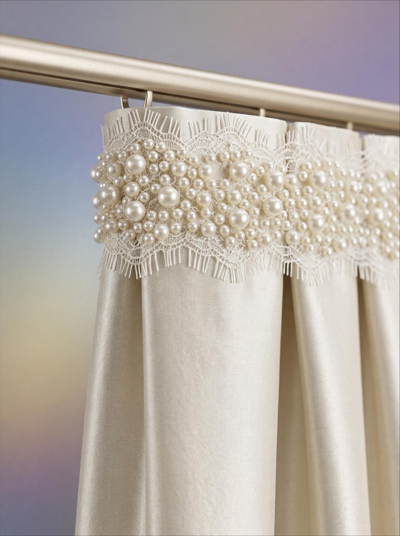 Ivory Pearl Lace Trim, Dense Pearl Embellished Trim, Bridal Lace Trim, Wedding Dress Trim, Couture Sewing or self Adhesive by the Yard - Faraj Beading