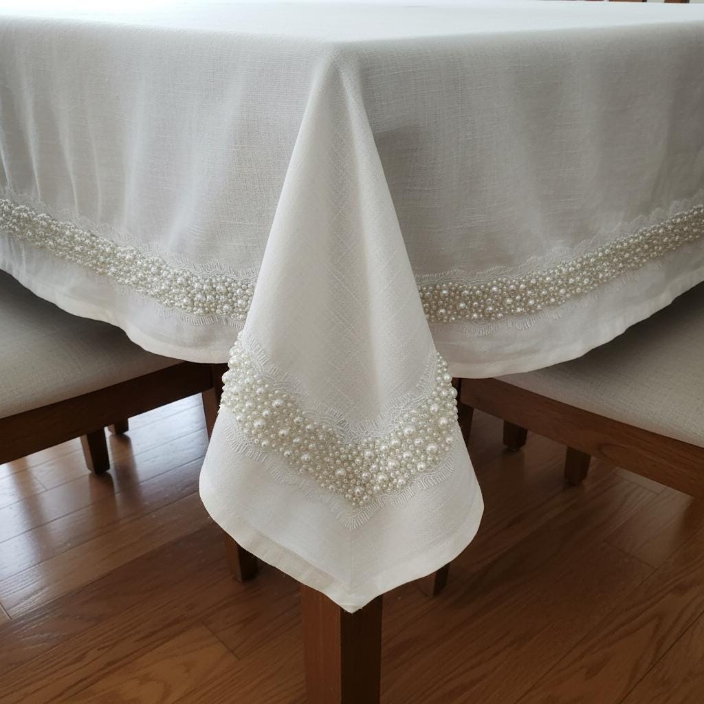Ivory Pearl Lace Trim, Dense Pearl Embellished Trim, Bridal Lace Trim, Wedding Dress Trim, Couture Sewing or self Adhesive by the Yard - Faraj Beading