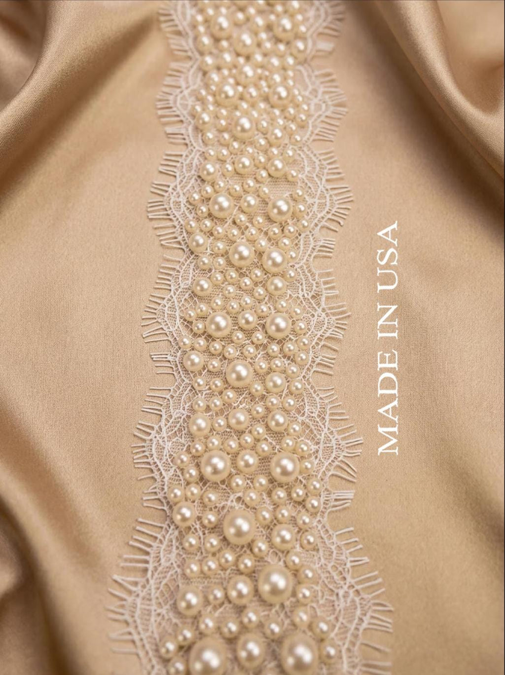 Ivory Pearl Lace Trim, Dense Pearl Embellished Trim, Bridal Lace Trim, Wedding Dress Trim, Couture Sewing or self Adhesive by the Yard - Faraj Beading