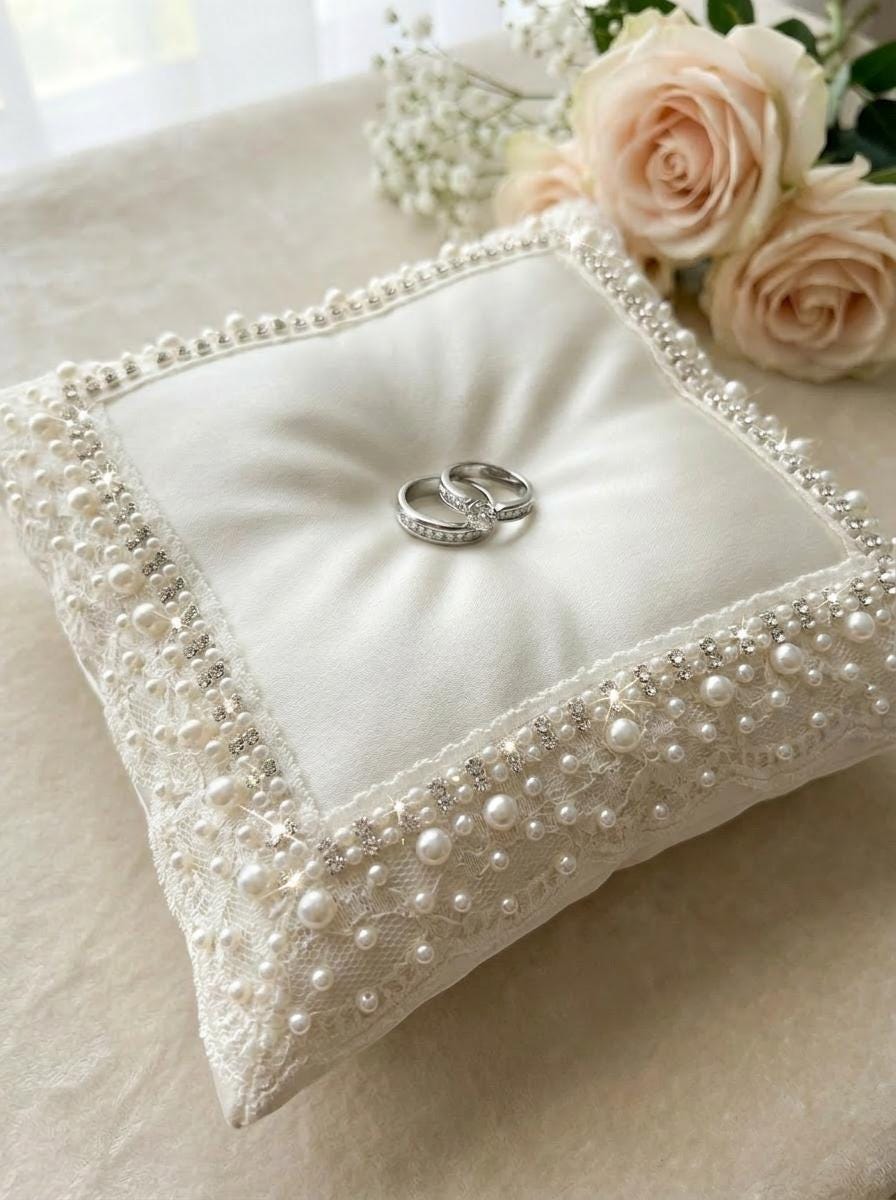 Ivory Pearl Rhinestone Lace Trim – Wide Beaded Scalloped Trim, Bridal Applique, DIY Accessories, Self Adhesive, Luxury Embellishment - Faraj Beading