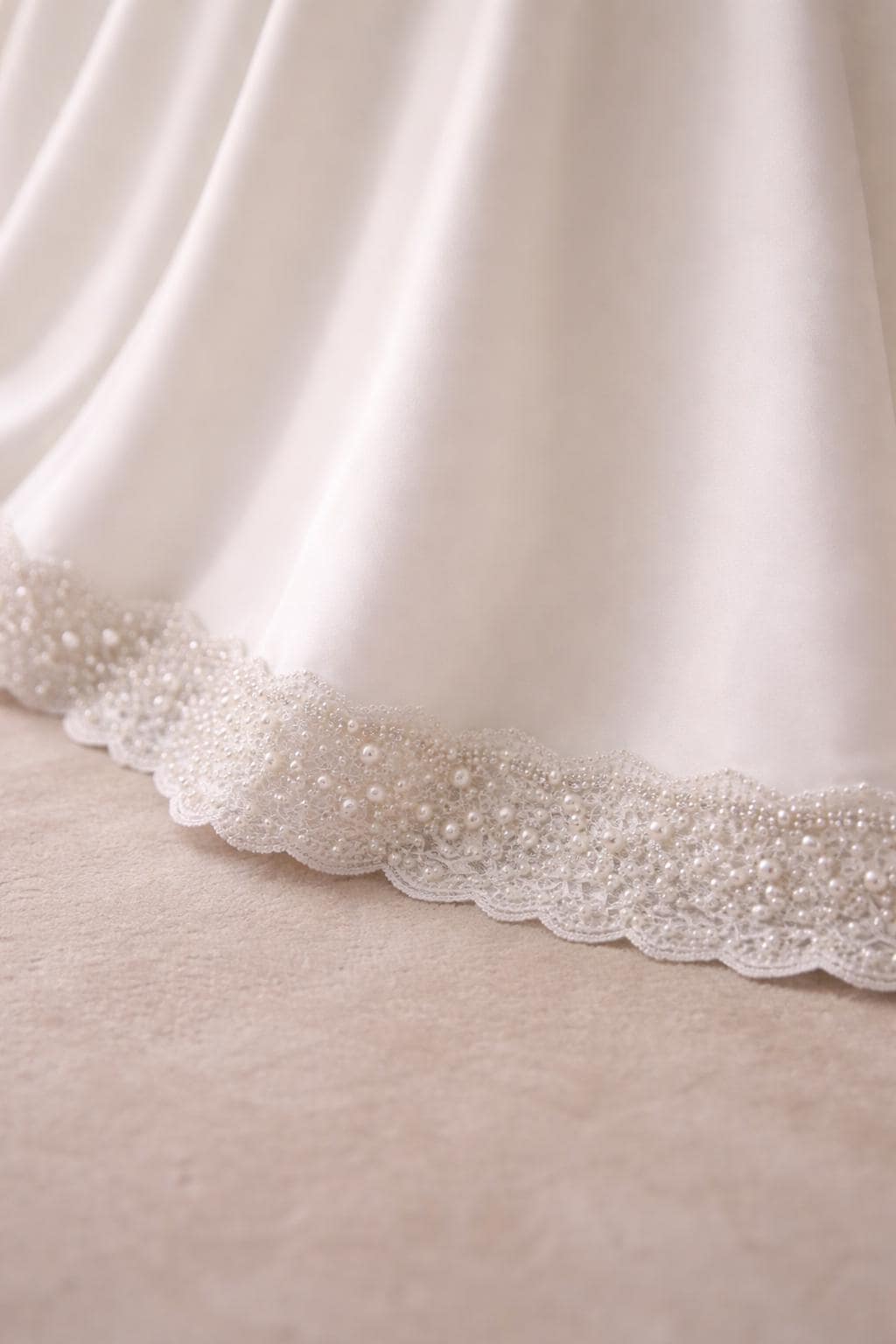 Ivory Pearl Rhinestone Lace Trim – Wide Beaded Scalloped Trim, Bridal Applique, DIY Accessories, Self Adhesive, Luxury Embellishment - Faraj Beading