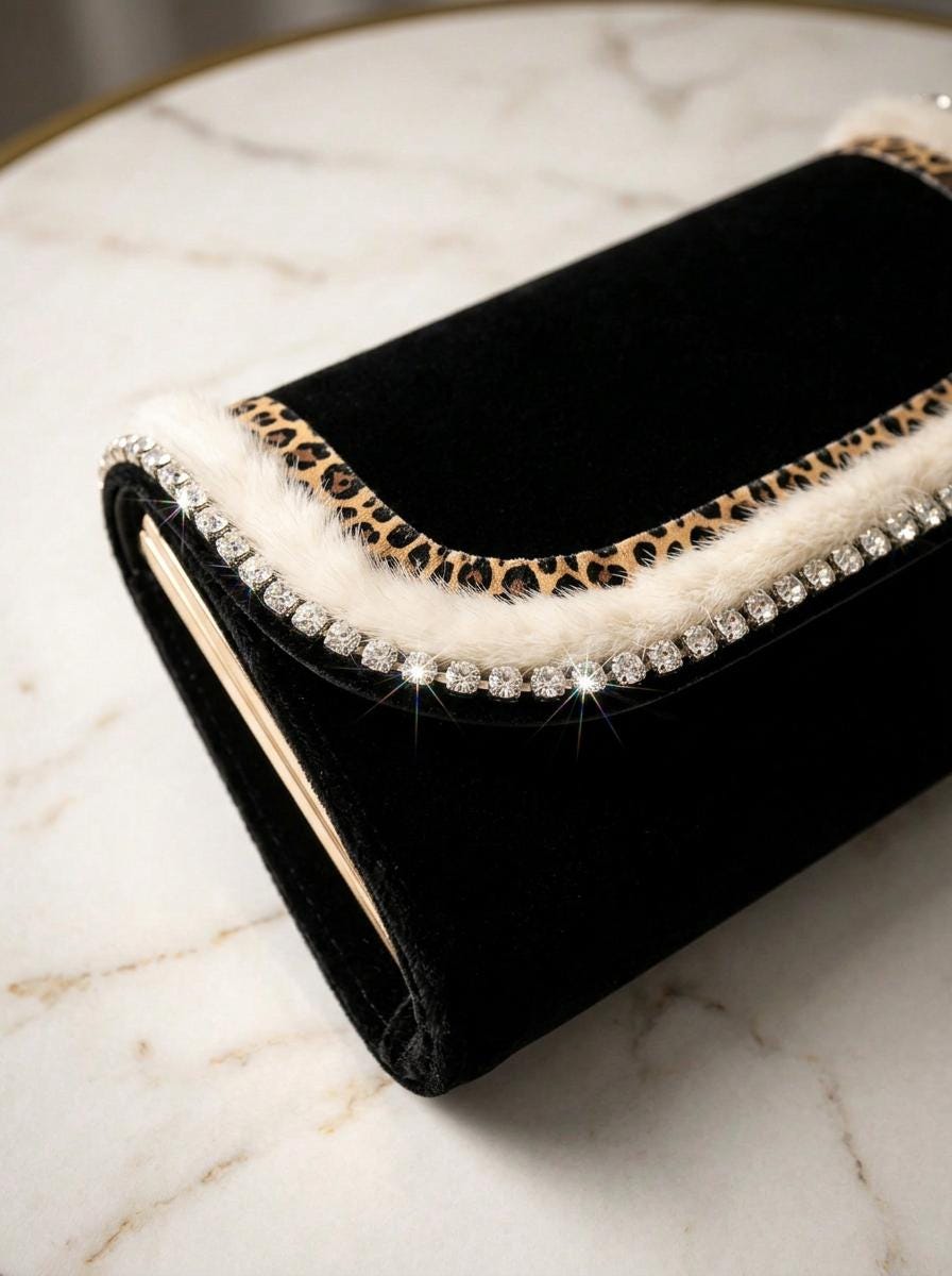 Leopard Fur Rhinestone Trim – Luxury Statement Trim, Faux Fur Beaded Trim, Sew On or Adhesive Trim, DIY Designer Embellishment - Faraj Beading