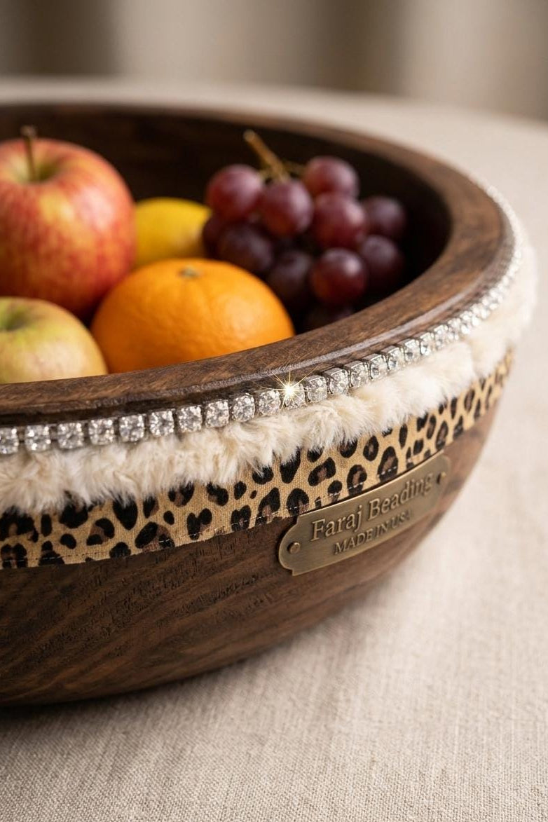 Leopard Fur Rhinestone Trim – Luxury Statement Trim, Faux Fur Beaded Trim, Sew On or Adhesive Trim, DIY Designer Embellishment - Faraj Beading