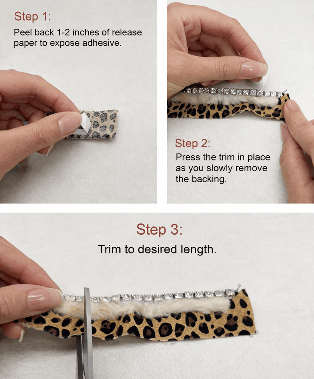 Leopard Fur Rhinestone Trim – Luxury Statement Trim, Faux Fur Beaded Trim, Sew On or Adhesive Trim, DIY Designer Embellishment - Faraj Beading