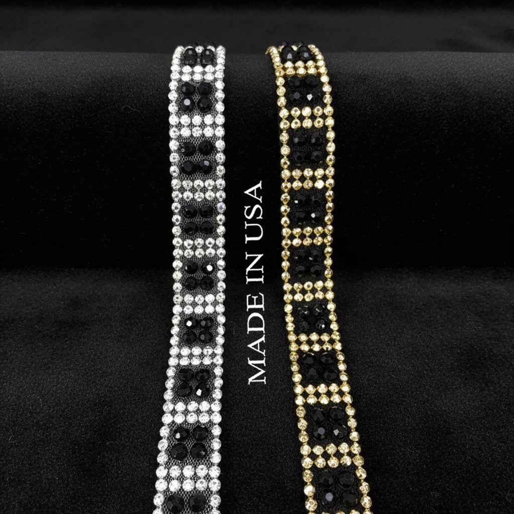 Luxury Beaded Mesh Trim. Peel and Stick. Elegant resin Faceted Bead Trim for Dresses, Crafts and DIY Decor - Proudly Made in USA - Faraj Beading