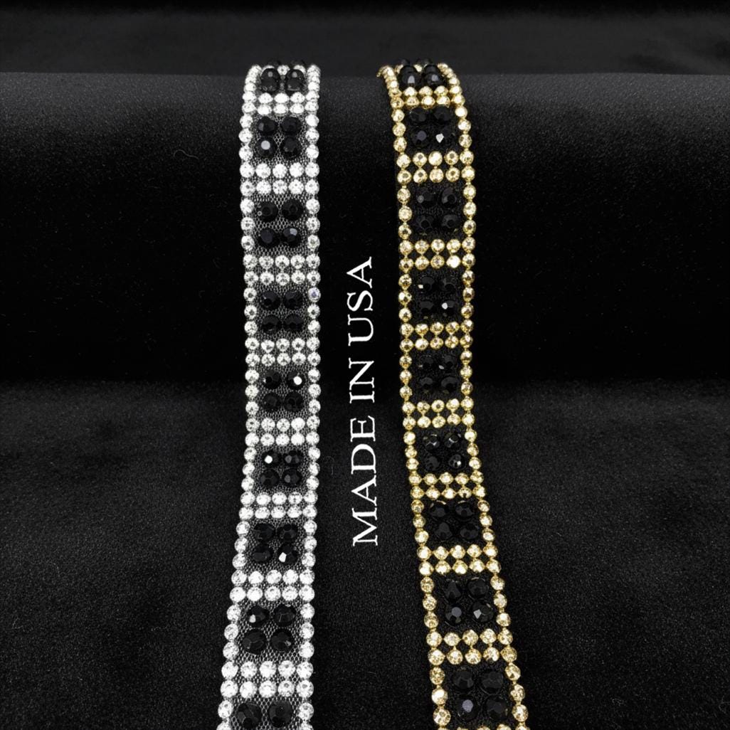 Luxury Beaded Mesh Trim. Peel and Stick. Elegant resin Faceted Bead Trim for Dresses, Crafts and DIY Decor - Proudly Made in USA - Faraj Beading