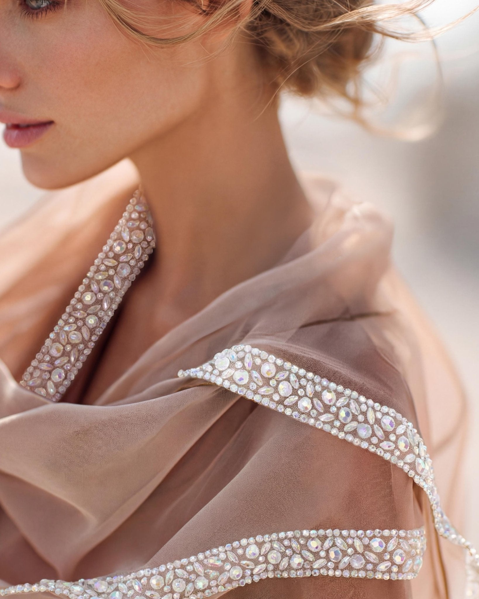 Luxury Beaded Trim by the Yard, Crystal Beaded Rhinestone Trim Collection, Designer Sewing Trim for Bridal, Couture Fashion, Self Adhesive - Faraj Beading