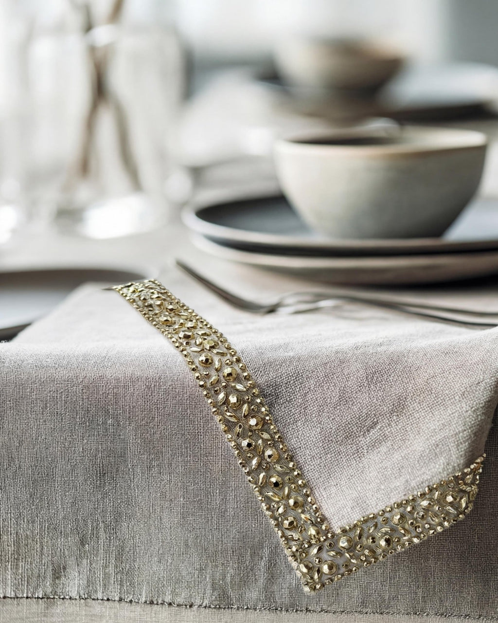 Luxury Beaded Trim by the Yard, Crystal Beaded Rhinestone Trim Collection, Designer Sewing Trim for Bridal, Couture Fashion, Self Adhesive - Faraj Beading