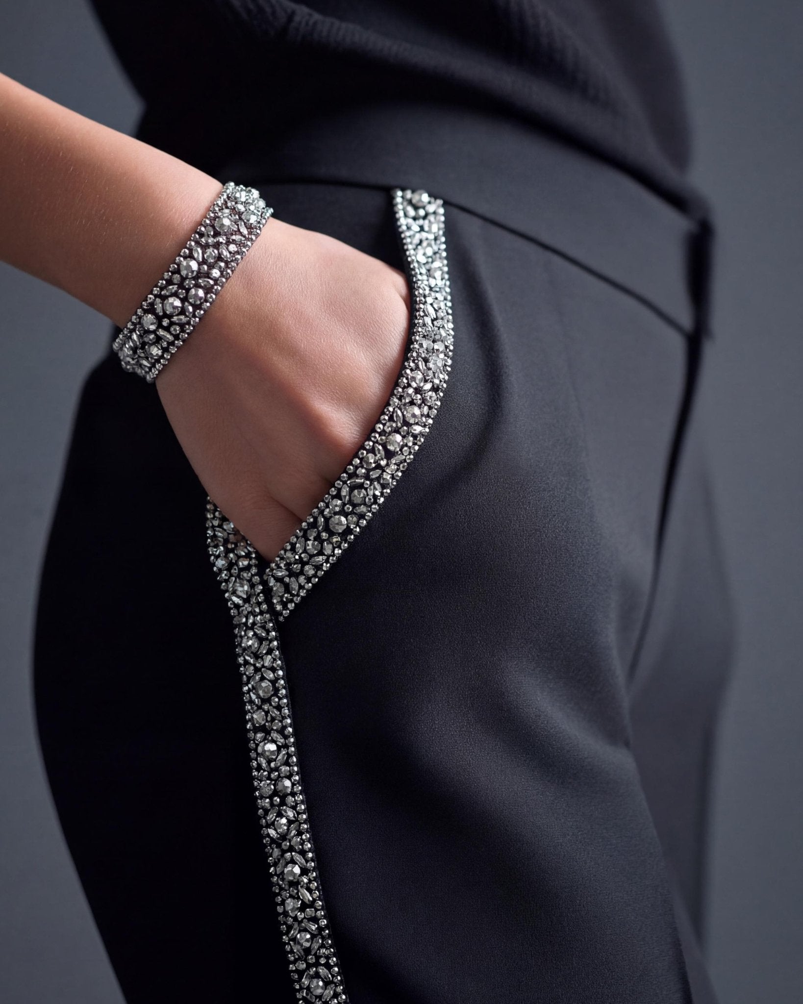 Luxury Beaded Trim by the Yard, Crystal Beaded Rhinestone Trim Collection, Designer Sewing Trim for Bridal, Couture Fashion, Self Adhesive - Faraj Beading